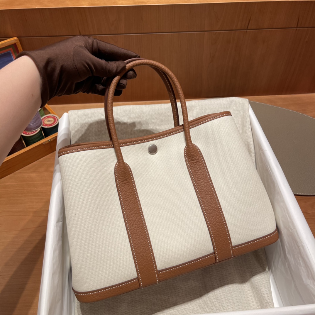 에르메스 가든파티30 캔버스 골드 네곤다